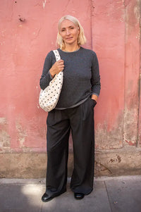 Yerse Grey Striped Knitted Jumper