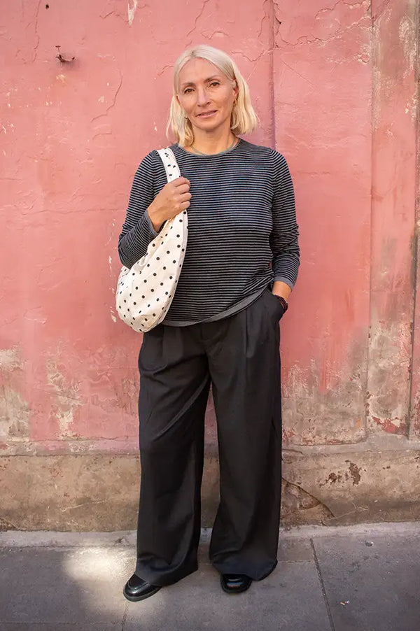 Yerse Grey Striped Knitted Jumper