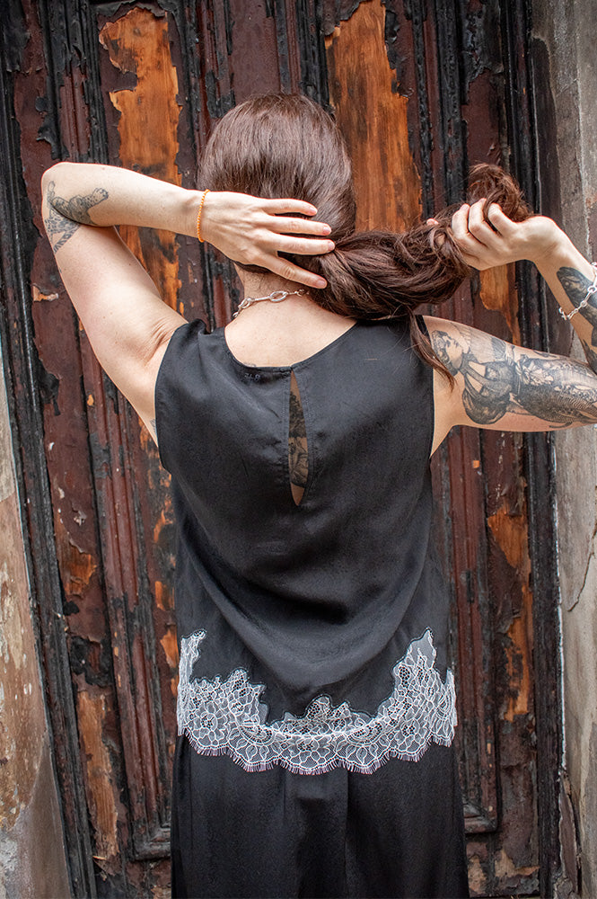 Object Dalme Black and White Lace Top - The Mercantile London