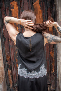 Object Dalme Black and White Lace Top - The Mercantile London