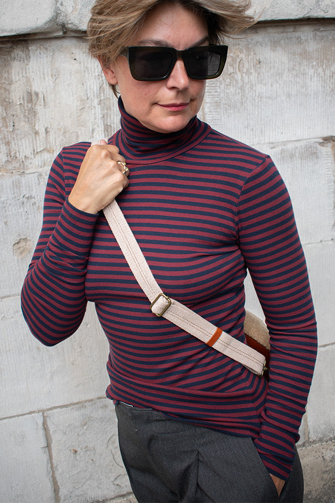 Basic Apparel Ludmilla Bordeaux and Sky Captain Top - The Mercantile London