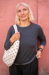 Yerse Grey Striped Knitted Jumper