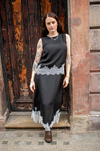Object Dalme Black and White Lace Top - The Mercantile London