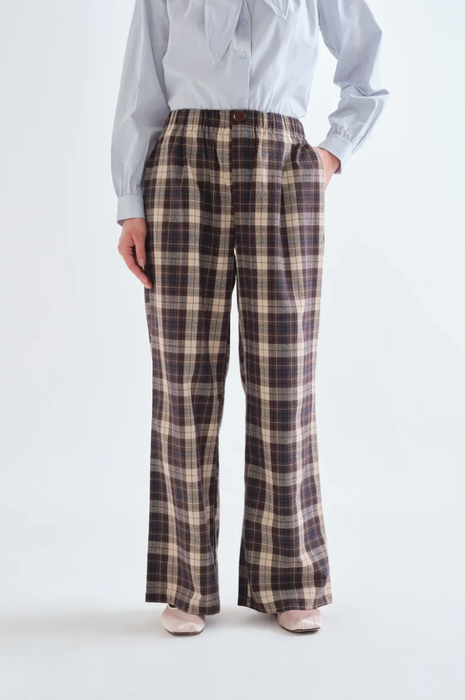 Compania Fantastica Brown Plaid Trousers