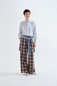 Compania Fantastica Brown Plaid Trousers