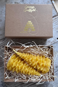 Gwenyn Gruffydd Welsh Beeswax Christmas Tree Candle Gift Set