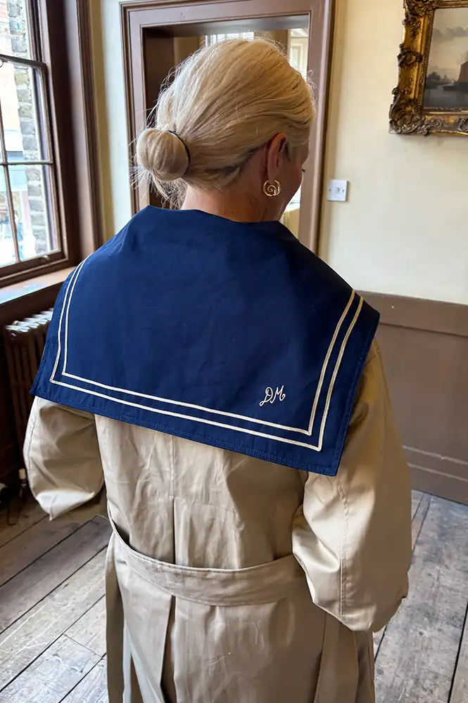 Damson Madder Ella Navy Collar Tan Trench Coat