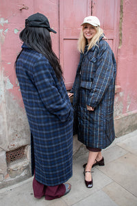 Baum Und Pferdgarten Deana Navy Check Coat - The Mercantile London