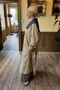Damson Madder Ella Navy Collar Tan Trench Coat