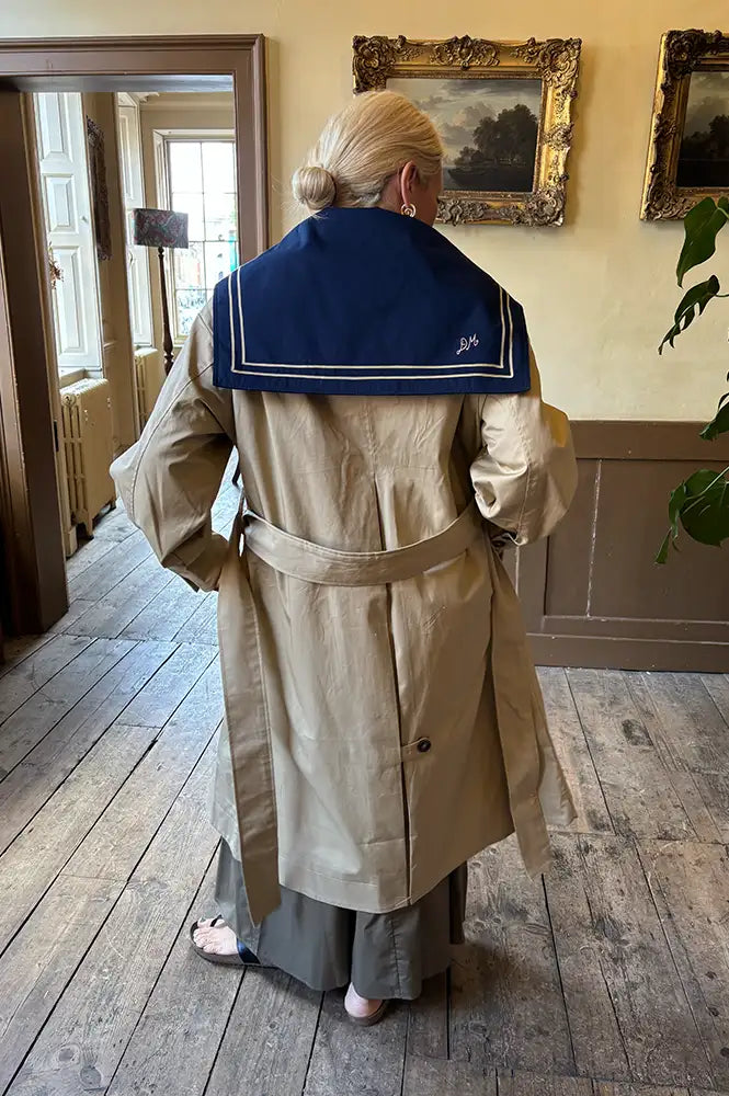 Damson Madder Ella Navy Collar Tan Trench Coat