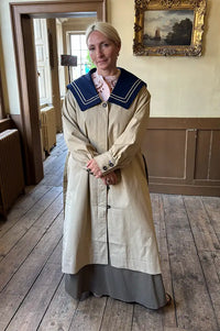 Damson Madder Ella Navy Collar Tan Trench Coat