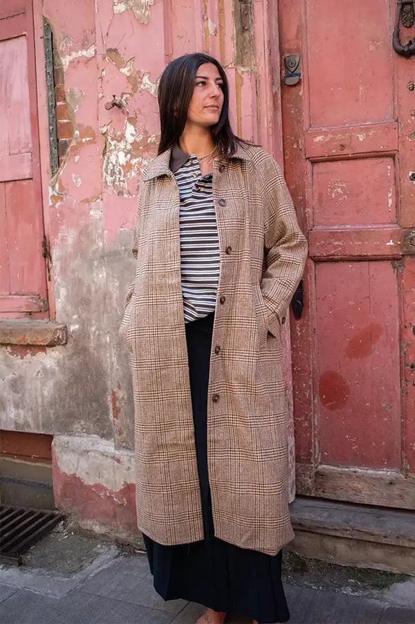 JcSophie Panna Camel Check Trench Coat