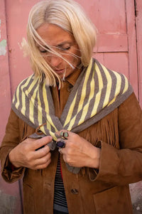 Jumper 1234 Kilda Lime Striped Cashmere Bandana