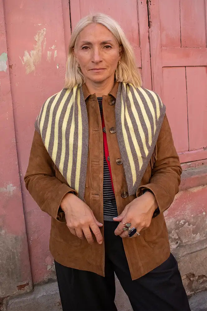 Jumper 1234 Kilda Lime Striped Cashmere Bandana