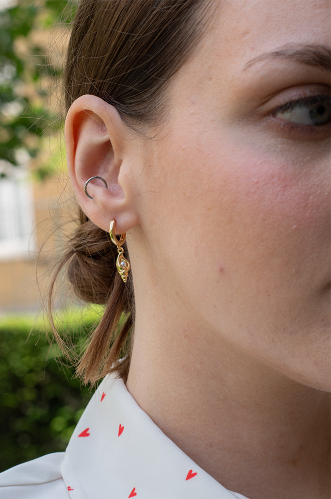 White Triton Shell Charm Pendant Earrings - The Mercantile London