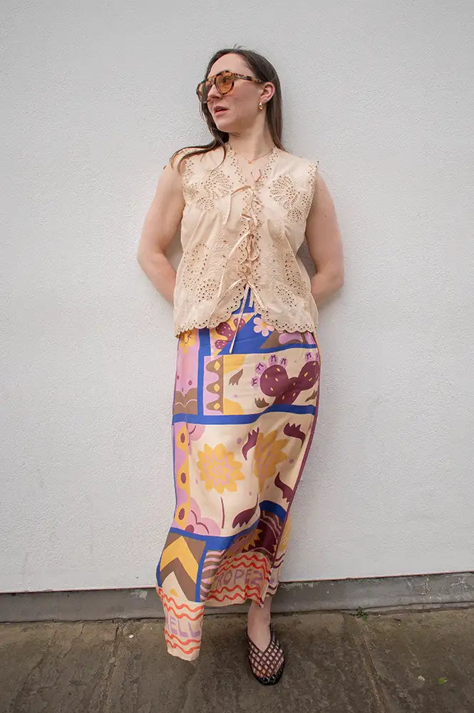 An'ge Rivila Patchwork Printed Midi Skirt - The Mercantile London