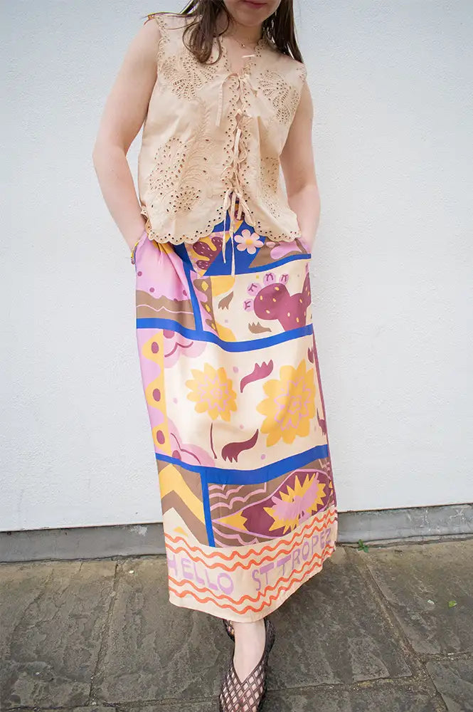 An'ge Rivila Patchwork Printed Midi Skirt - The Mercantile London