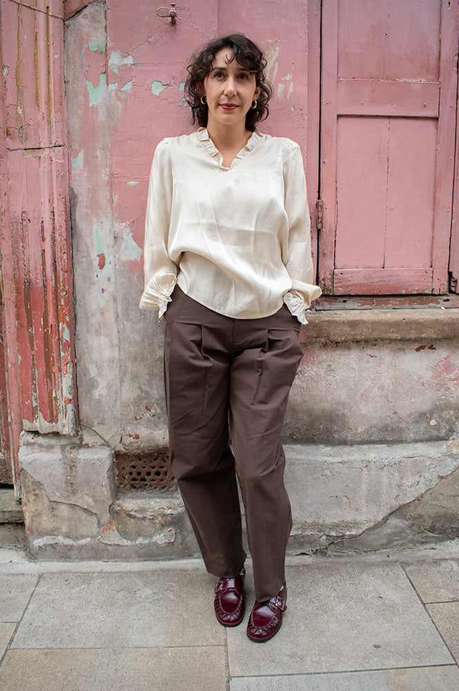 Object Nerola Seal Brown Pleated Trousers - The Mercantile London