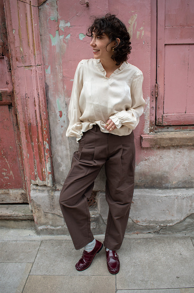 Object Nerola Seal Brown Pleated Trousers - The Mercantile London