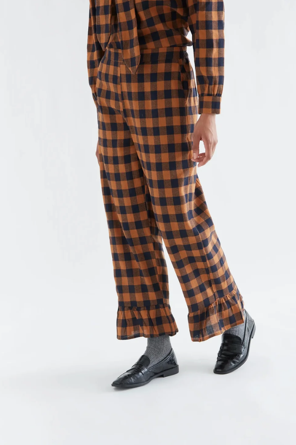 Compania Fantastica Brown And Navy Check Trousers