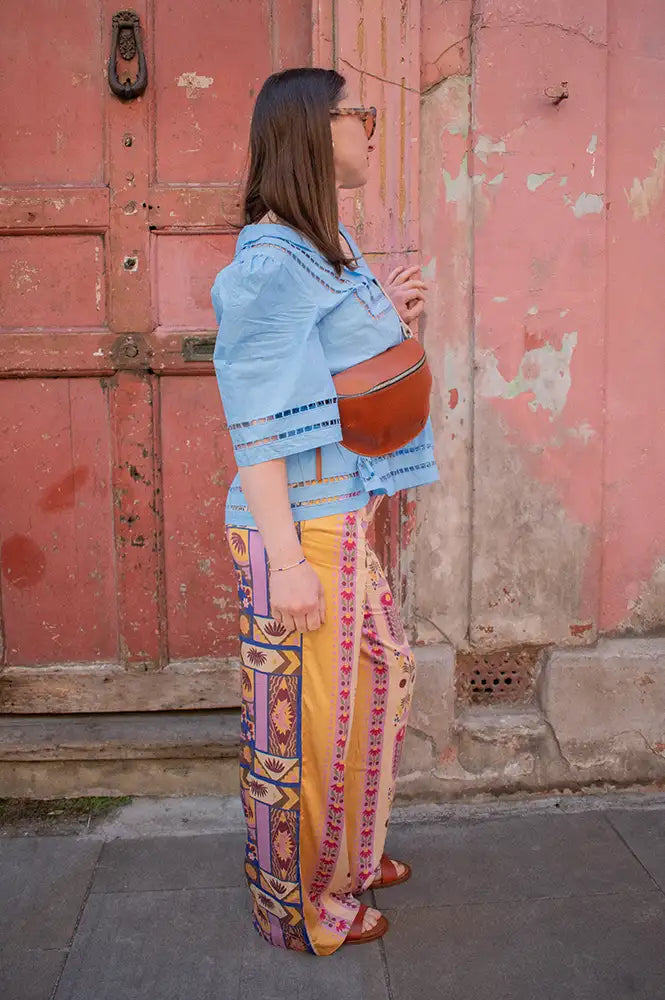 Stella Nova Coral Blue Scalloped Collar Blouse - The Mercantile London