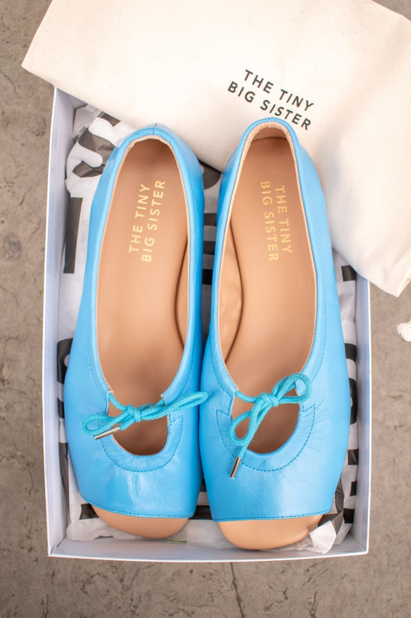 The Tiny Big Sister Blue Ballet Flats - The Mercantile London