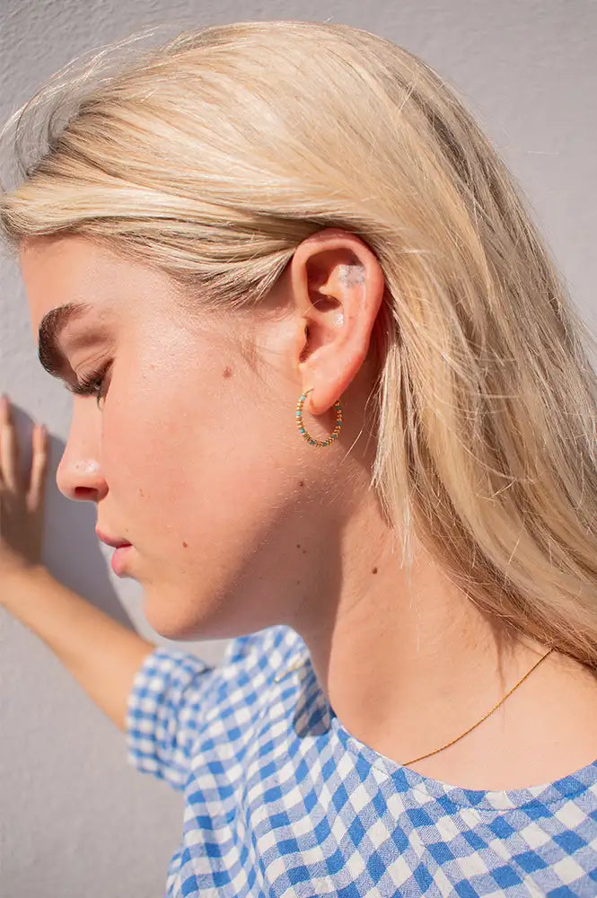 MAAS Turquoise Mini Hoops - The Mercantile London