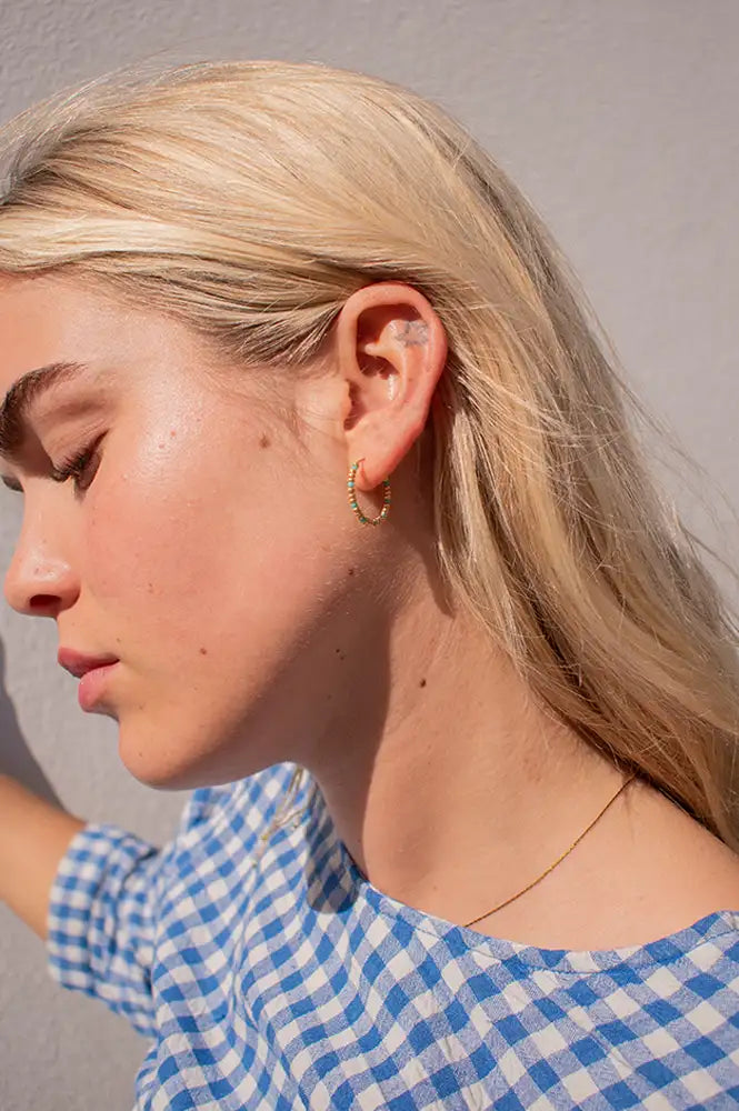 MAAS Turquoise Mini Hoops - The Mercantile London