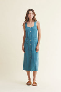 Nice Things Dark Turquoise Striped Dress - The Mercantile London
