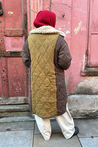 Amente Collared Patch Quilted Coat