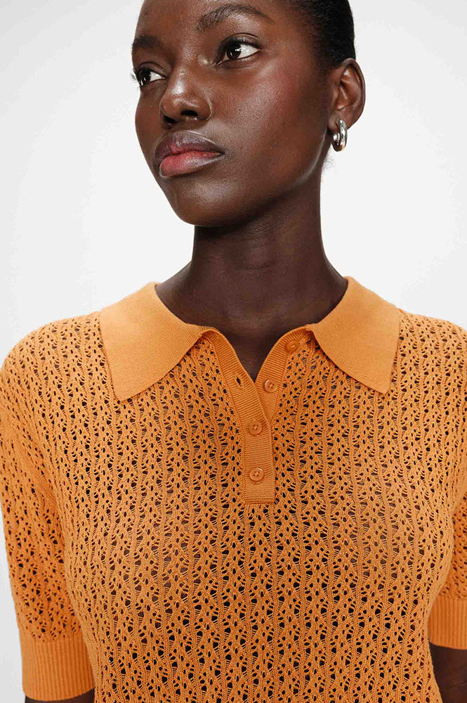 Grace & Mila Vathi Orange Knit Polo - The Mercantile London