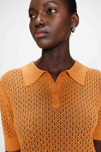 Grace & Mila Vathi Orange Knit Polo - The Mercantile London