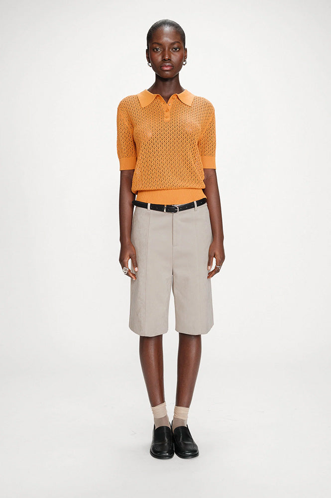 Grace & Mila Vathi Orange Knit Polo - The Mercantile London