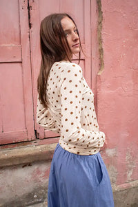 Marta Elissa Cream Polka Dot T-Shirt - The Mercantile London