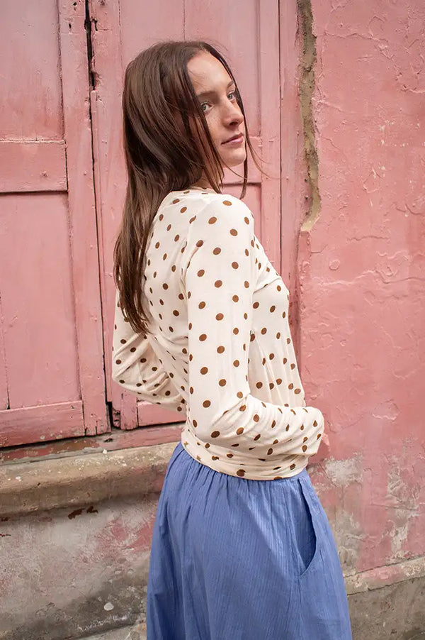Marta Elissa Cream Polka Dot T-Shirt - The Mercantile London
