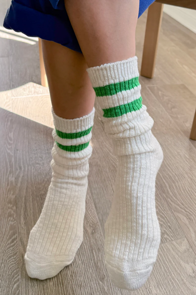 Le Bon Shoppe Cottage Green Varsity Socks - The Mercantile London