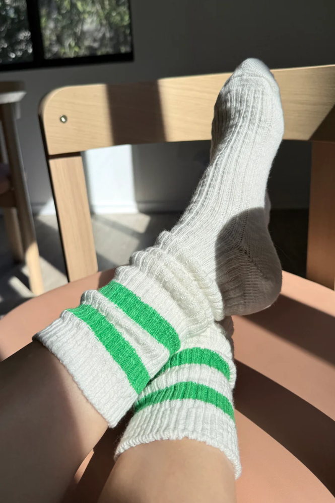 Le Bon Shoppe Cottage Green Varsity Socks - The Mercantile London