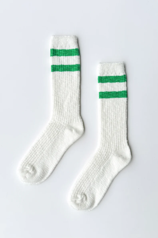 Le Bon Shoppe Cottage Green Varsity Socks - The Mercantile London