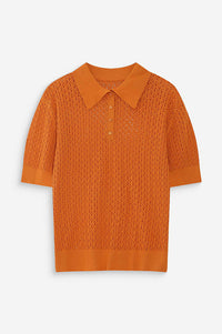 Grace & Mila Vathi Orange Knit Polo - The Mercantile London