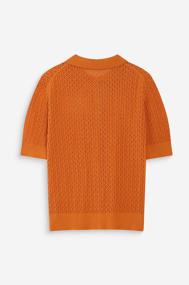 Grace & Mila Vathi Orange Knit Polo - The Mercantile London