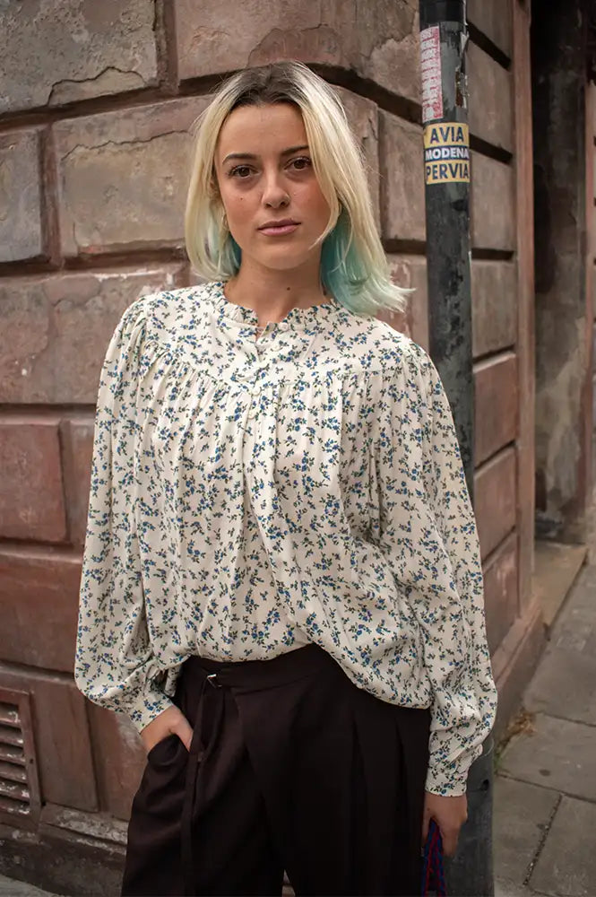 ICHI Vera Blue Floral Blouse