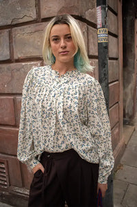 ICHI Vera Blue Floral Blouse