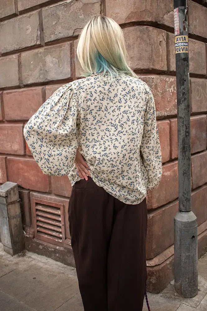 ICHI Vera Blue Floral Blouse
