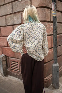 ICHI Vera Blue Floral Blouse