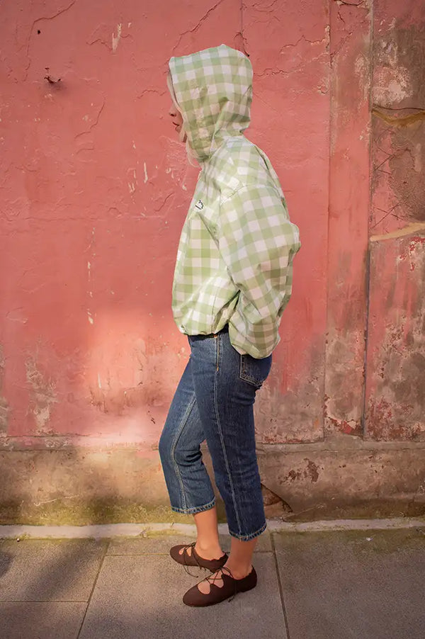 Flotte Darius Vichy Vert Gingham Waterproof Bomber Jacket - The Mercantile London