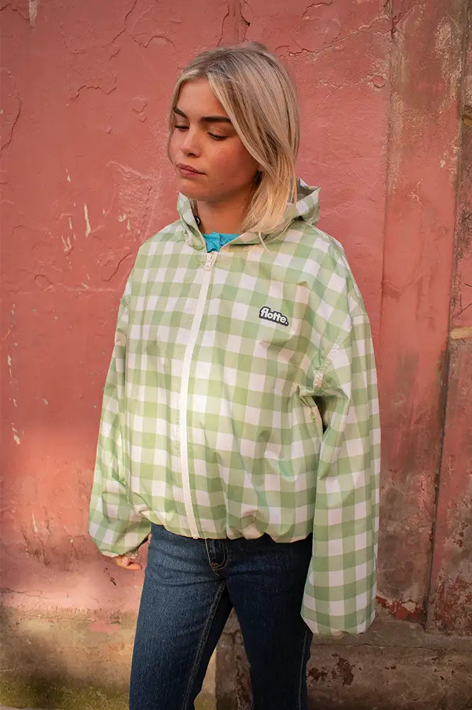 Flotte Darius Vichy Vert Gingham Waterproof Bomber Jacket - The Mercantile London