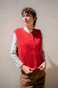 Des Petits Hauts Zlata Red Sleeveless Jacket