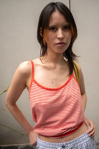 Compania Fantastica White & Red Striped Vest