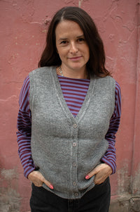 Object Diana Grey Melange V-Neck Knitted Vest - The Mercantile London