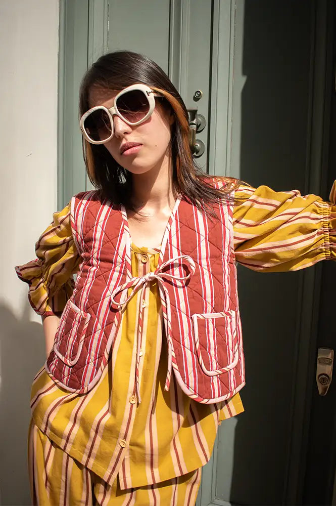 Projektityyny Cocoa Berry Pop Striped Waistcoat